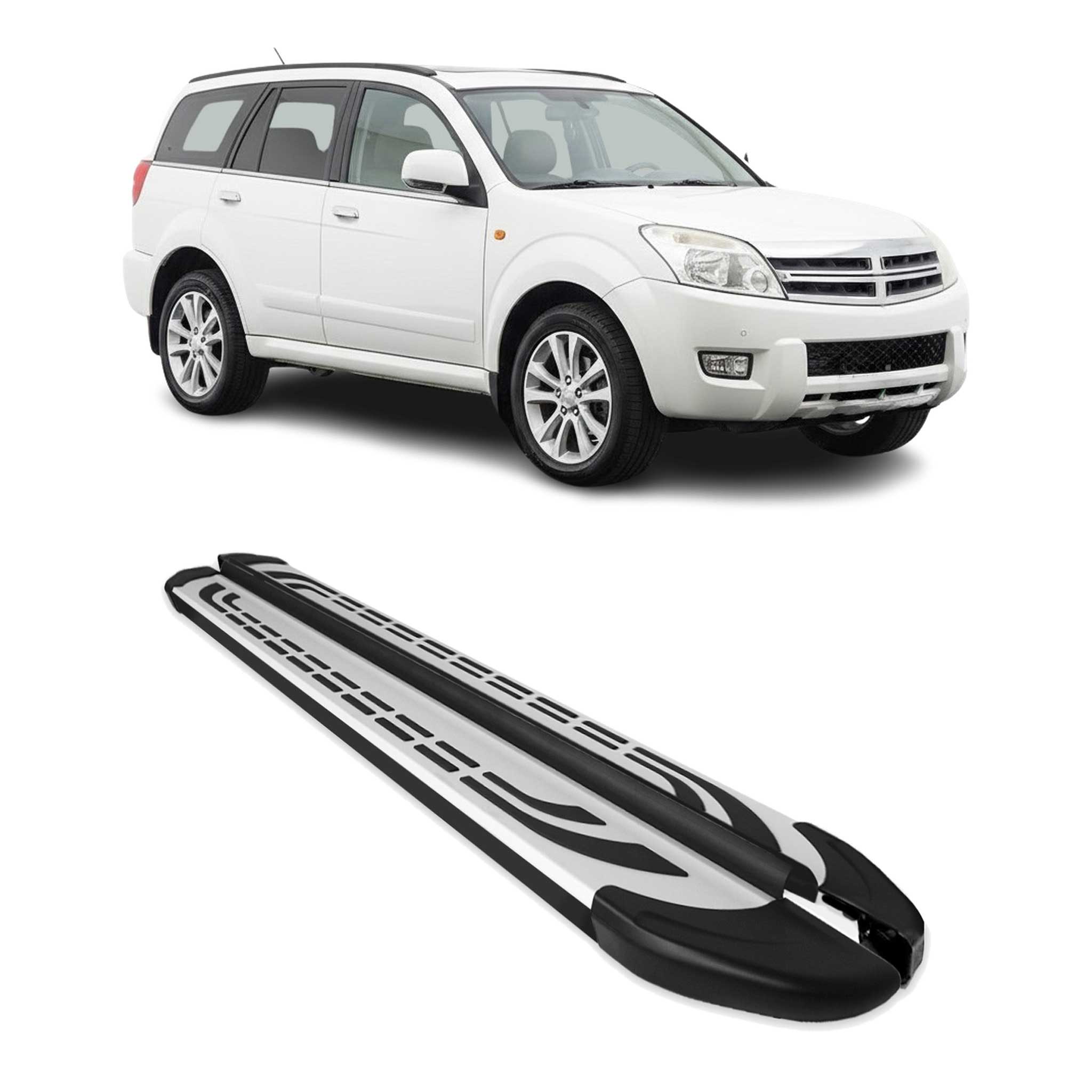Trittbretter Seitenbretter für Great Wall Hover / Haval 2005-2012 Schwarz Alu