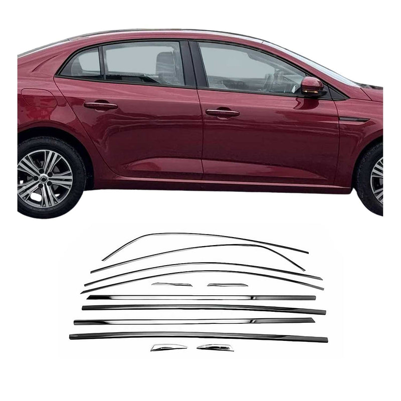 Fensterleisten Zierleisten für Renault Megane Limo 2016-2025 Chrom Dunkel 12x