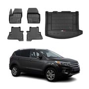 OMAC Fußmatten & Kofferraumwanne Set für Ford Kuga II 2012-2019 Gummi Schwarz 5x