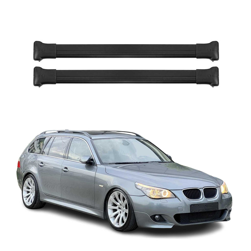 Dachträger Grundtäger für BMW 5er E61 Touring 2003-2010 75kg Alu Schwarz 2 tlg