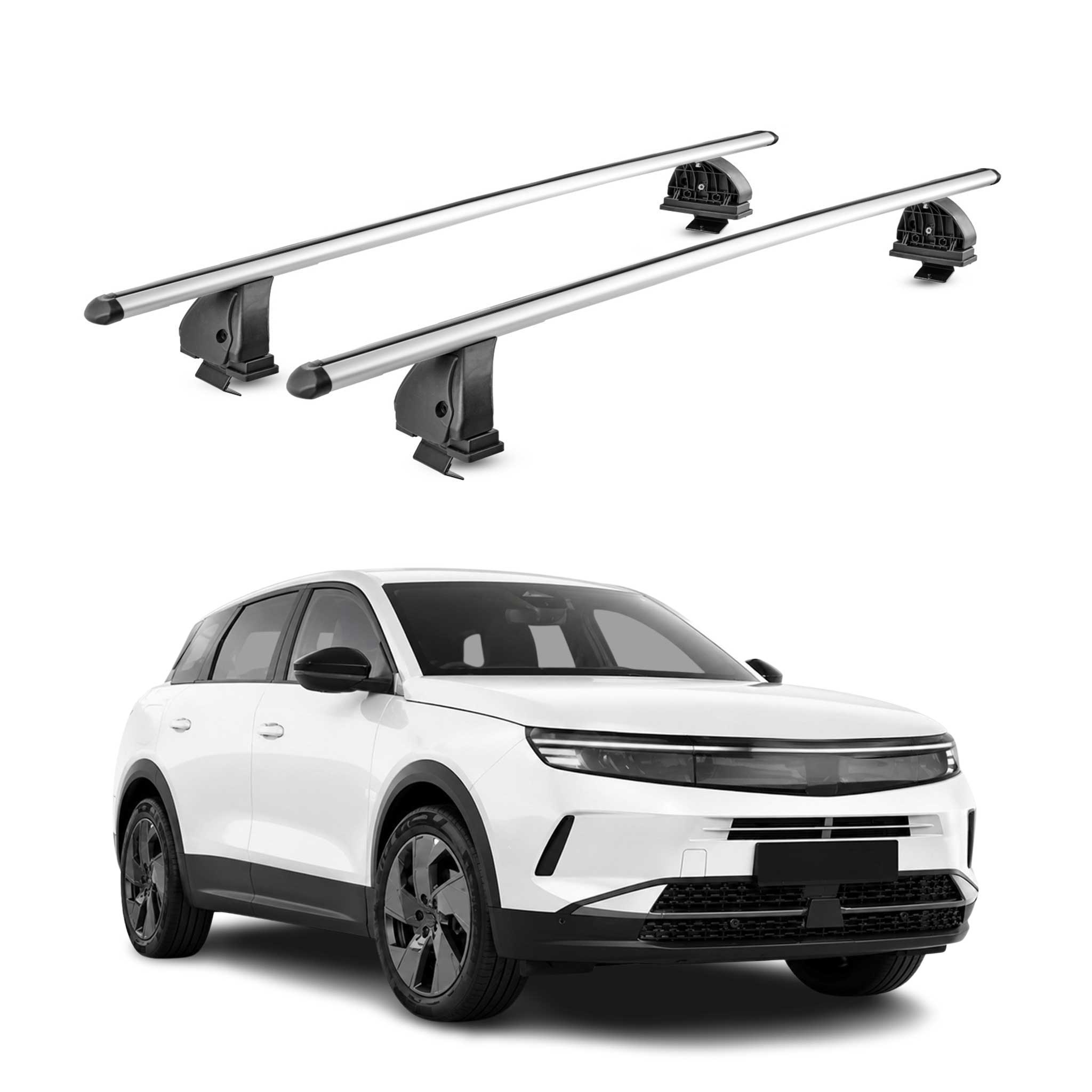 Alu Dachträger für Opel Grandland II 2025-2026 TÜV T-Nut Abschließbar 2x Silber