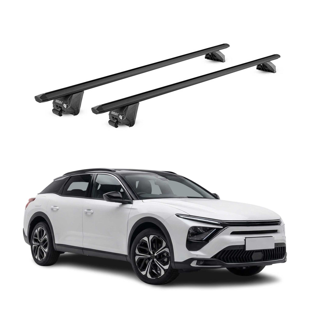 Dachträger Grundtäger für Citroen C5 X 2022-26 100kg Aluminium Schwarz 2 tlg ABE
