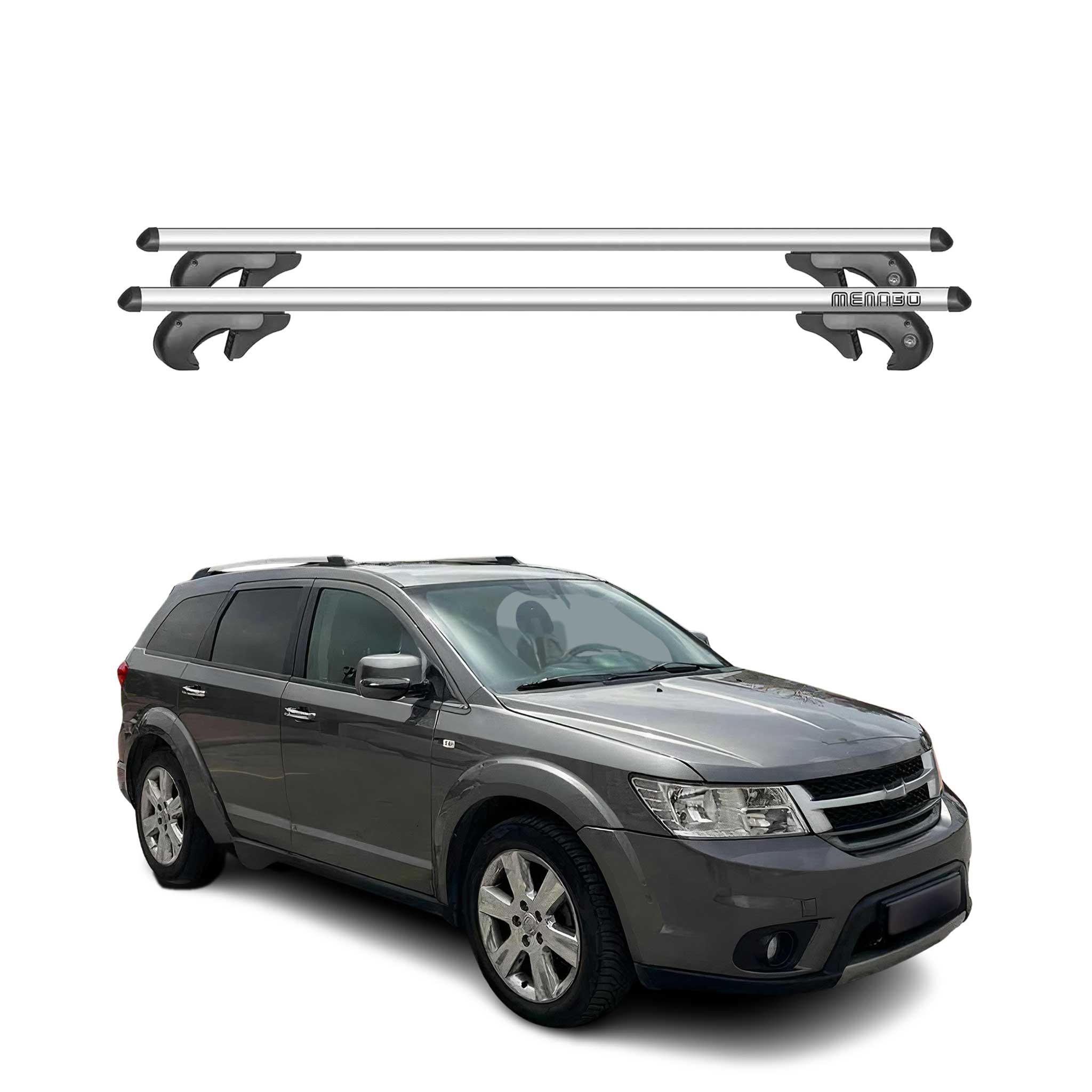 Menabo Dachträger Grundtäger für Fiat Freemont Cross 2014-2015 90kg Alu Grau 2x