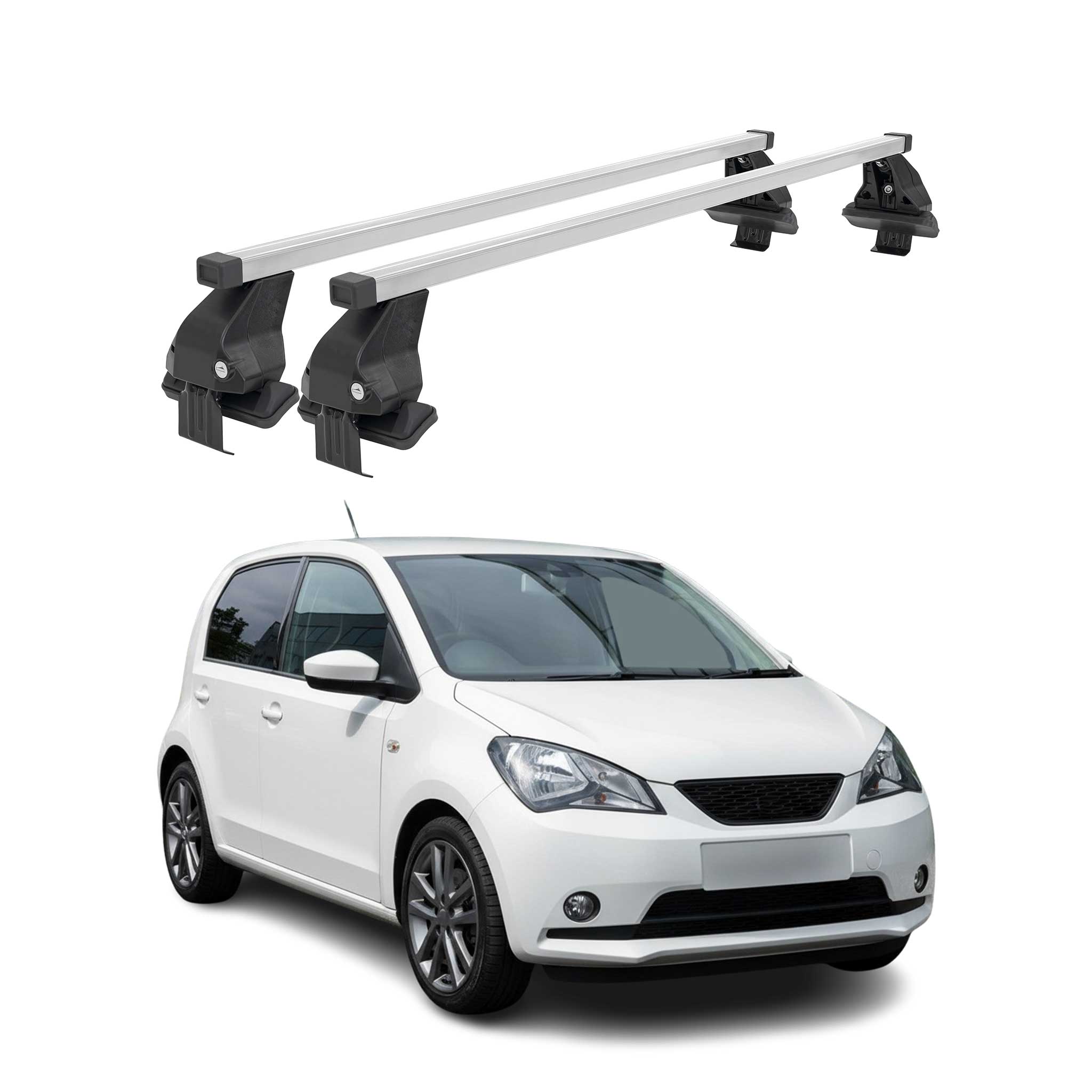 Menabo Dachträger Grundtäger für Seat Mii 2011-2021 50kg Stahl Silber 2 tlg