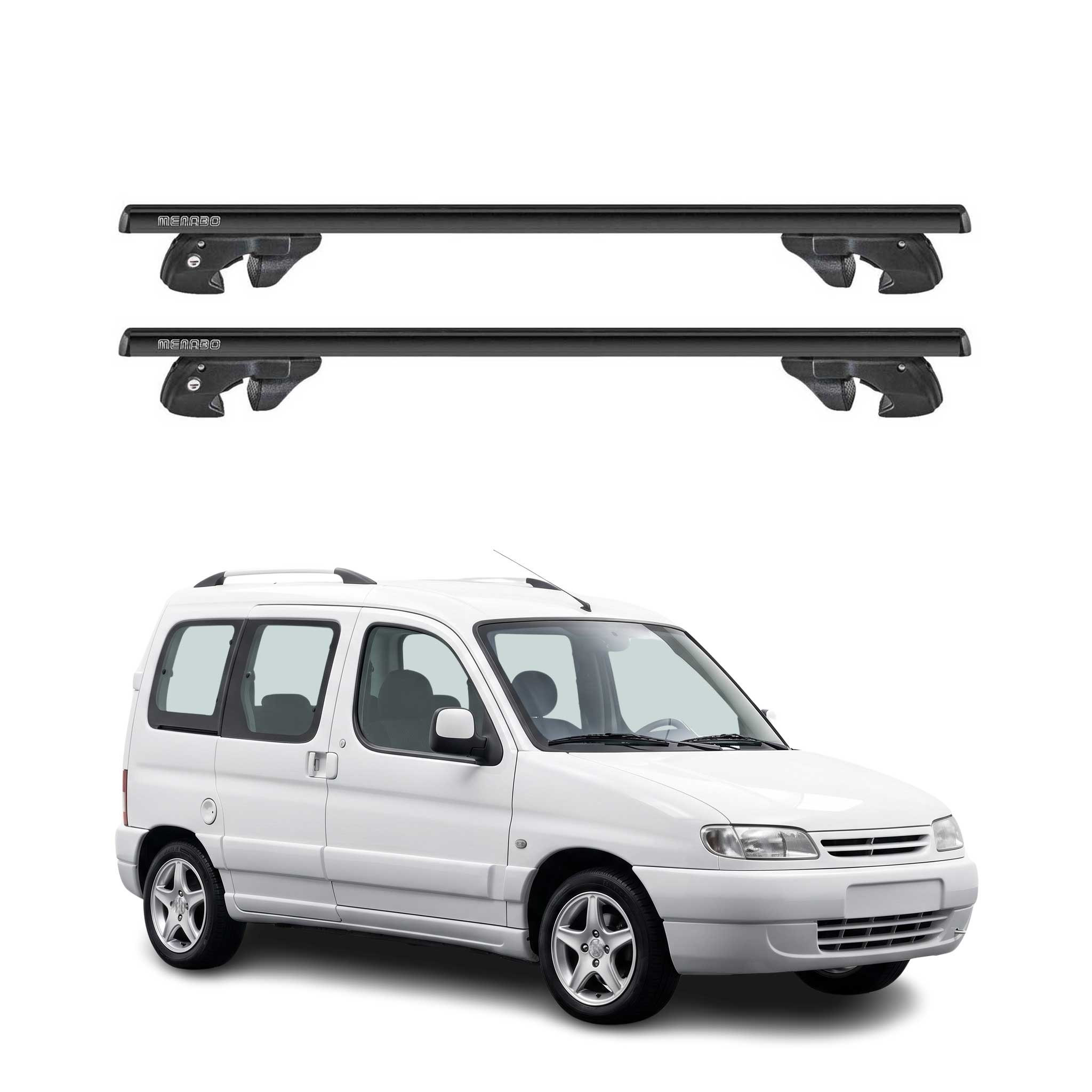 Dachträger Grundtäger für Citroen Berlingo mk1 1996-2010 Alu 90kg TÜV Schwarz 2x