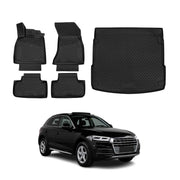 Fußmatten & Kofferraumwanne Set für Audi Q5 FY 2017-2024 Gummi TPE Schwarz 5x