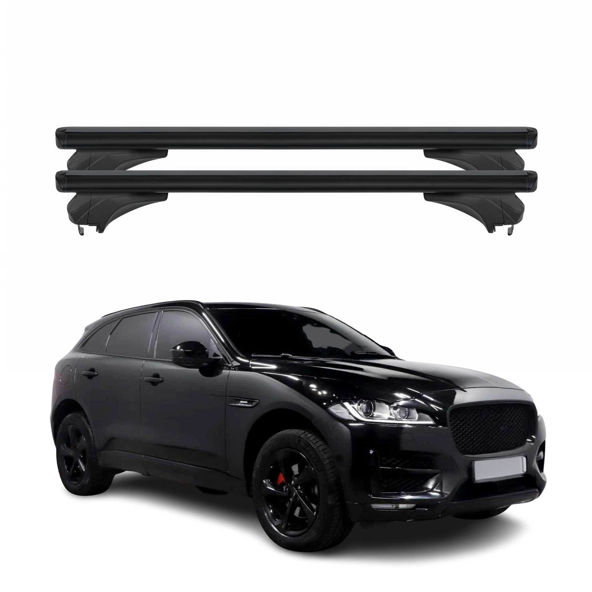 Menabo Dachträger Grundtäger für Jaguar F-Pace X761 2016-2025 Alu Schwarz 2 tlg