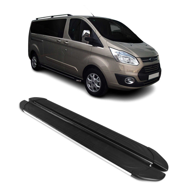 Trittbretter Seitenschweller für Ford Transit Custom 2012-2020 L2 Alu Schwarz