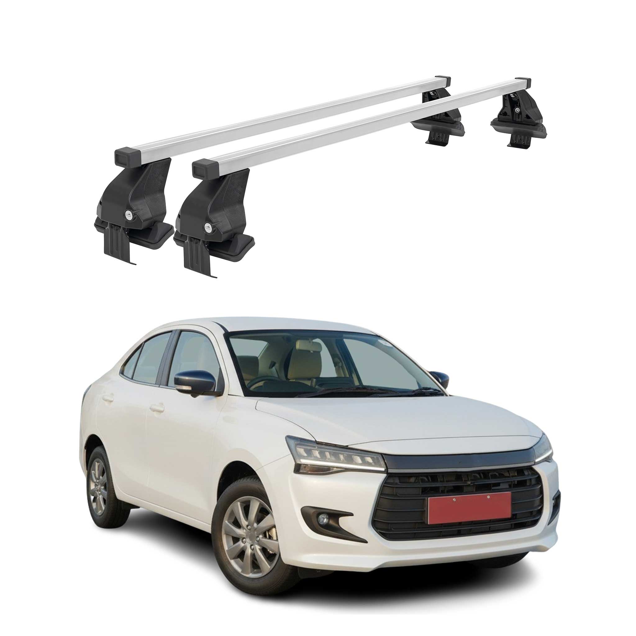 Menabo Dachträger Grundtäger für Suzuki Dzire 2017-2021 50kg Stahl Silber 2 tlg