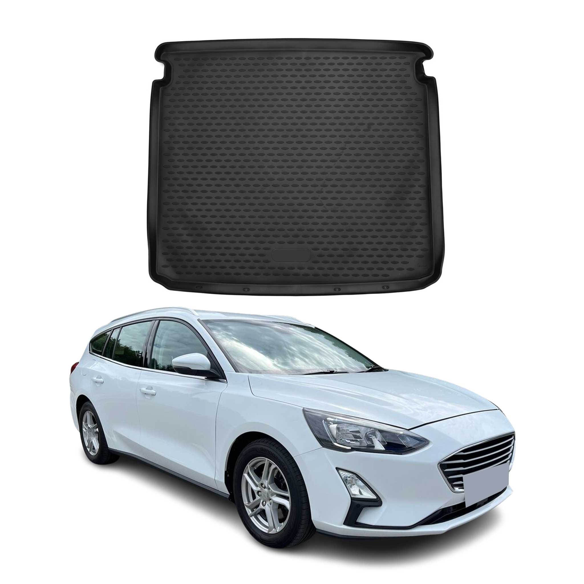 Kofferraummatte Kofferraumwanne für Ford Focus Turnier 2019-2025 Obere Gummi TPE