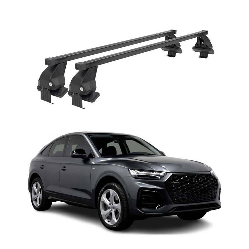 Menabo Dachträger Grundtäger für Audi Q5 mk2 2021-2024 50kg Stahl Schwarz 2 tlg