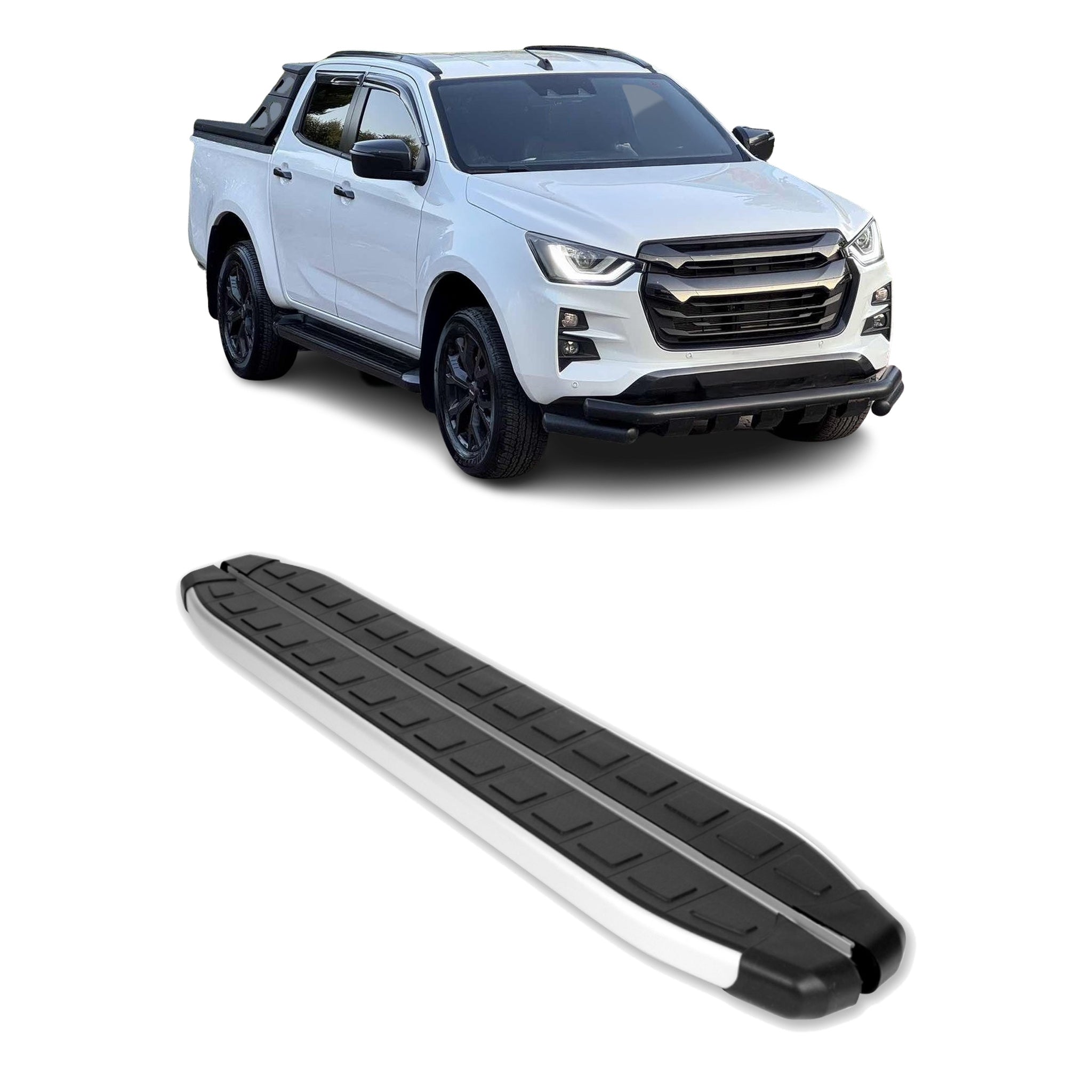 Seitenbretter Trittbretter für Isuzu D-Max III 2019-2026 Aluminium Schwarz