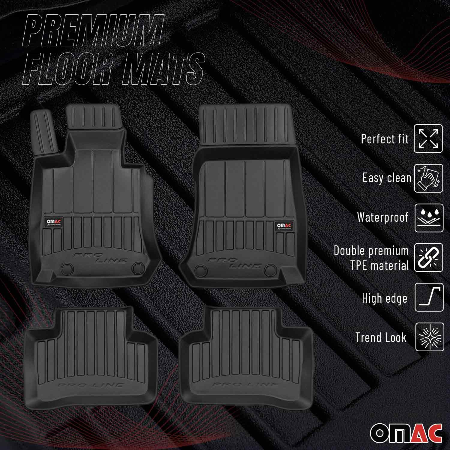 OMAC Gummi Fußmatten für Mercedes GLC X253 C253 2015-2022 Premium TPE Schwarz 4x