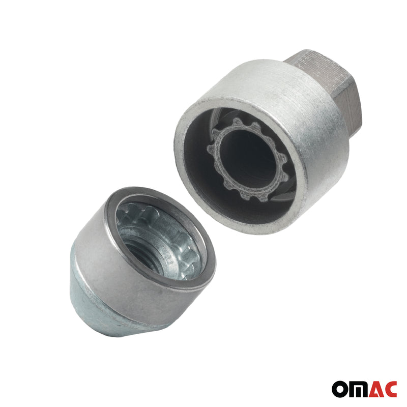 Radschloss Satz für Hyundai Coupe/ Accent ab 2002 Felgenschloss Silber M12X1.5