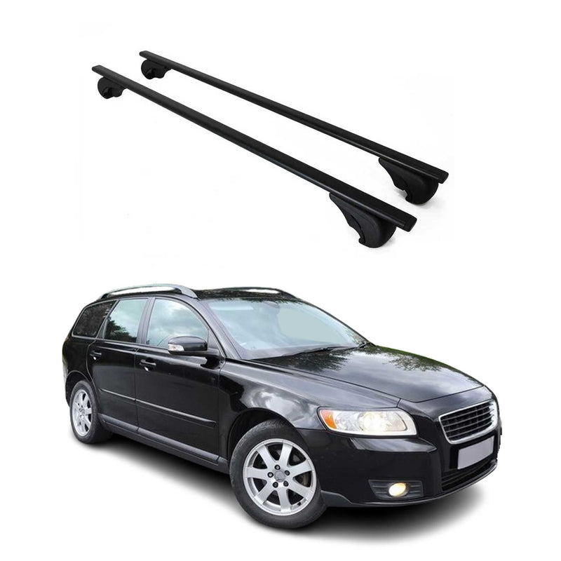 Dachträger Grundtäger für Volvo V50 2004-2012 75kg Metall Schwarz 2 tlg
