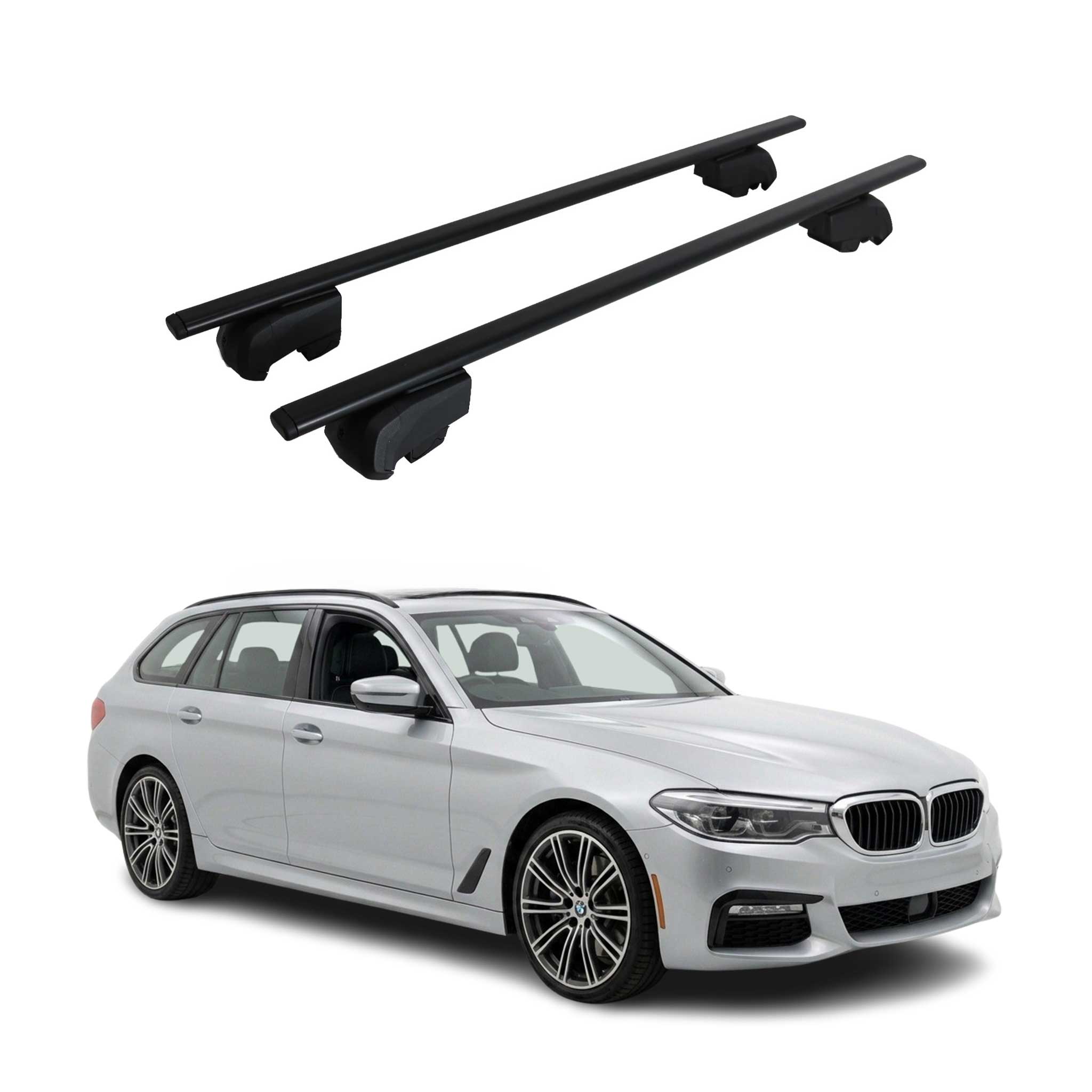 Dachträger Grundträger für BMW 5er G31 Touring 2017-2023 Metall Schwarz 2tlg