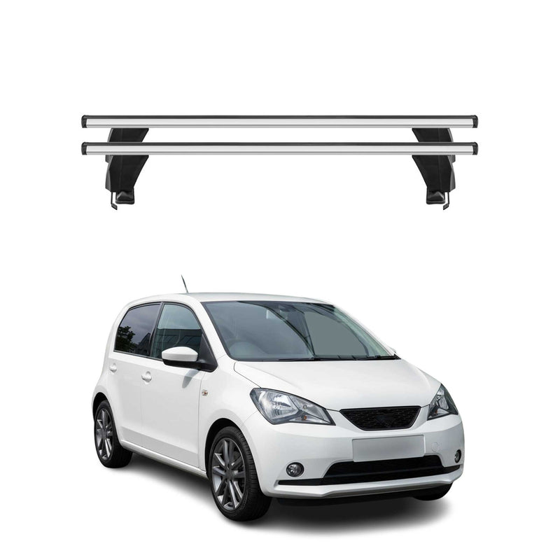 Menabo Dachträger Grundtäger für Seat Mii 2011-2021 50kg Aluminium Silber 2 tlg