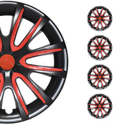 Radkappen Radzierblenden Radblenden 15" Zoll Stahlfelgen Schwarz Rot 4x