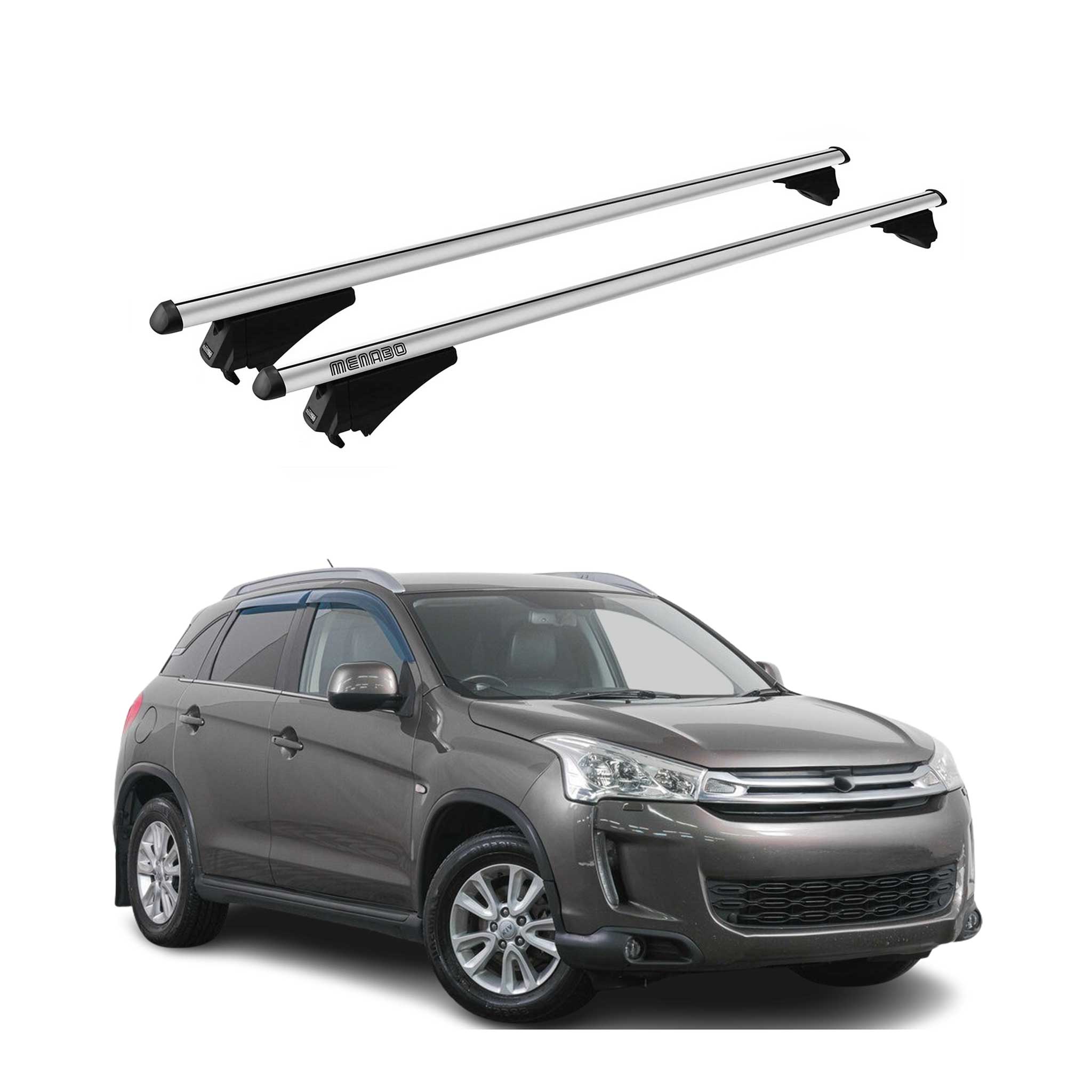 Menabo Dachträger Grundtäger für Citroen C4 Aircross 2012-2017 75kg Silber 2tlg