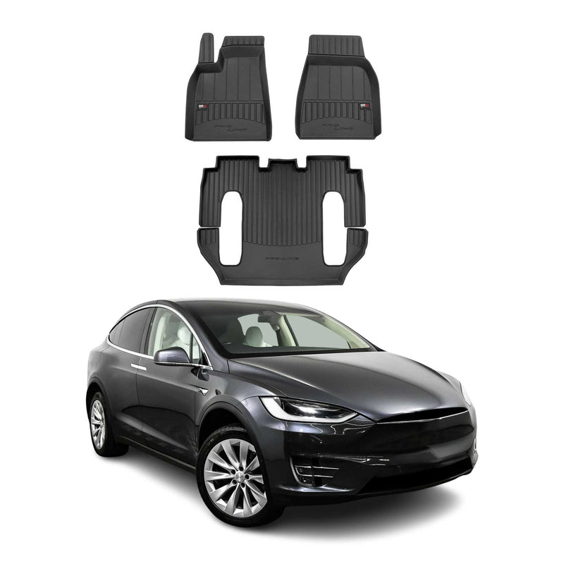 OMAC Gummi Fußmatten für Tesla Model X 2016-2020 Premium TPE Automatten 3tlg