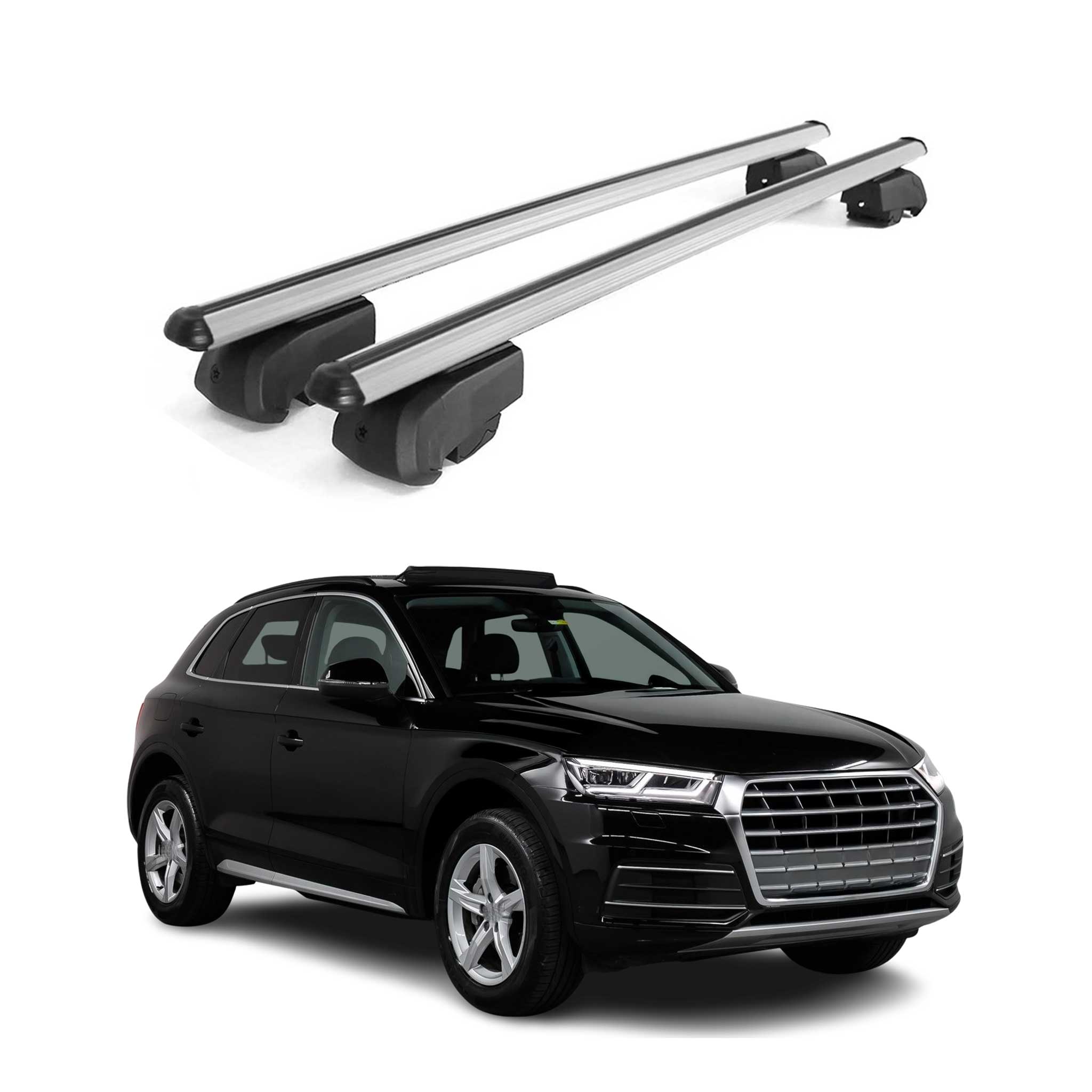 Dachträger Grundtäger für Audi Q5 mk2 2017-2024 75kg Alu Silber 2 tlg