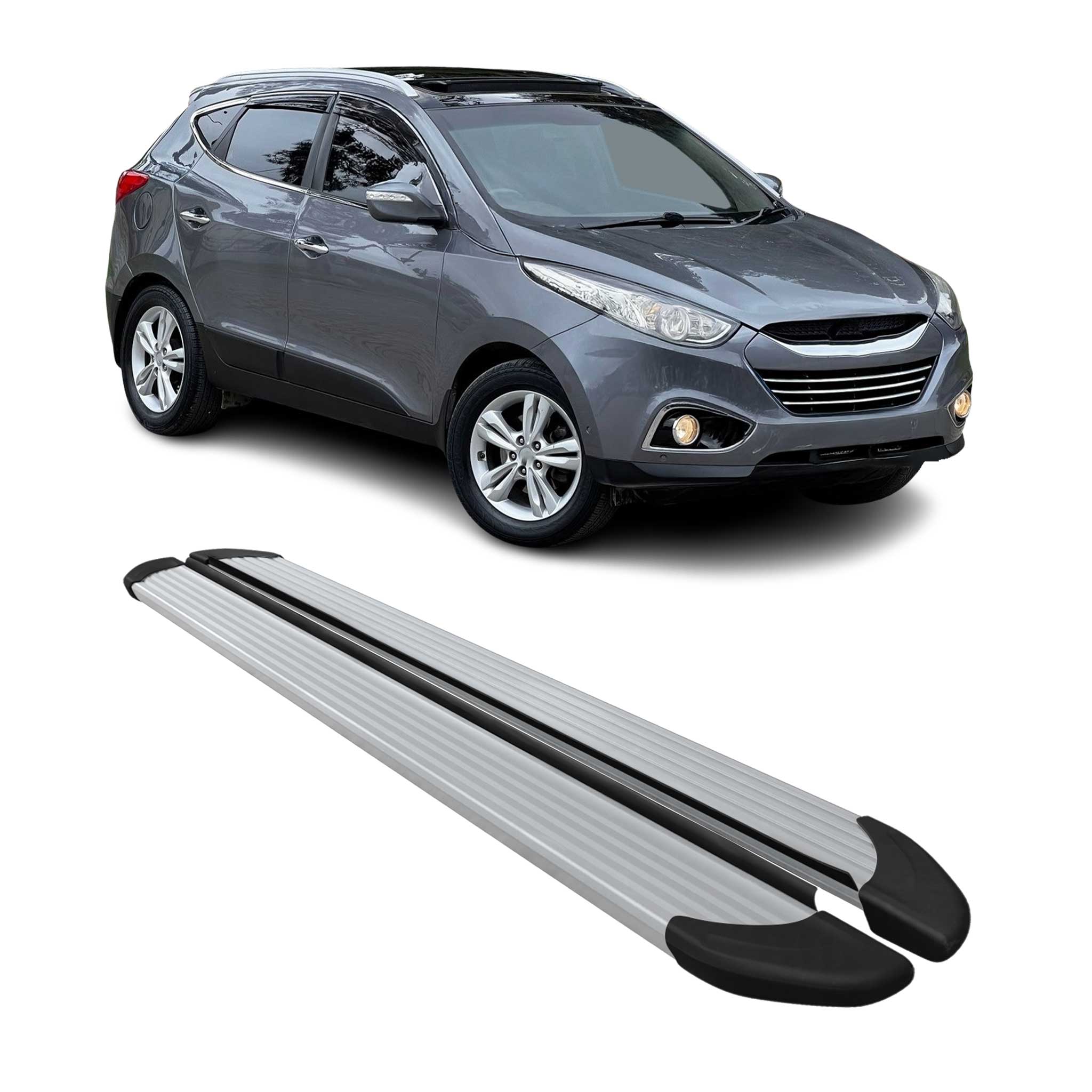 Seitenschweller Trittbretter Schweller für Hyundai ix35 2009-2016 Aluminium Grau