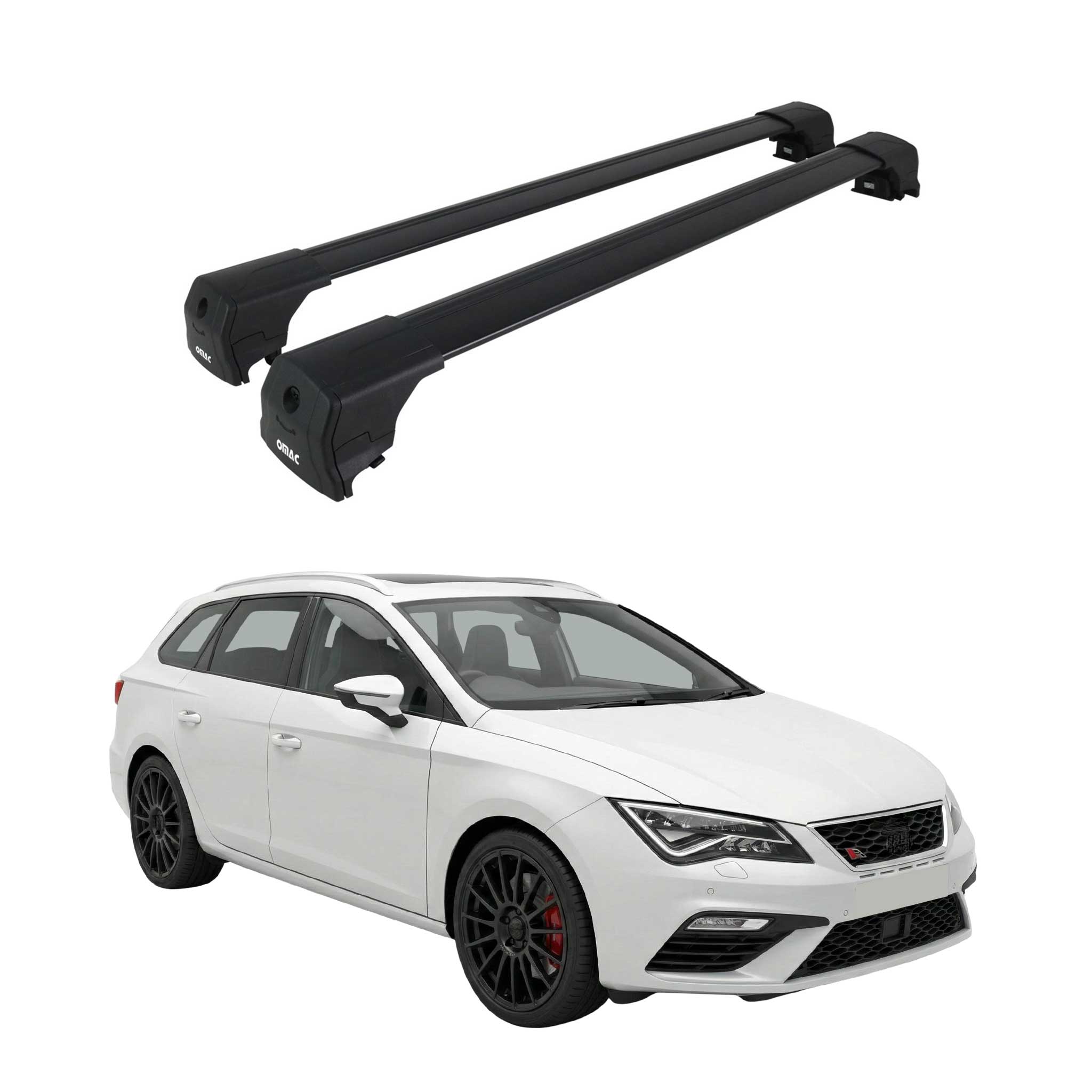 Dachträger Grundtäger für Seat Leon Cupra ST III 2015-2020 Aluminium Schwarz 2x