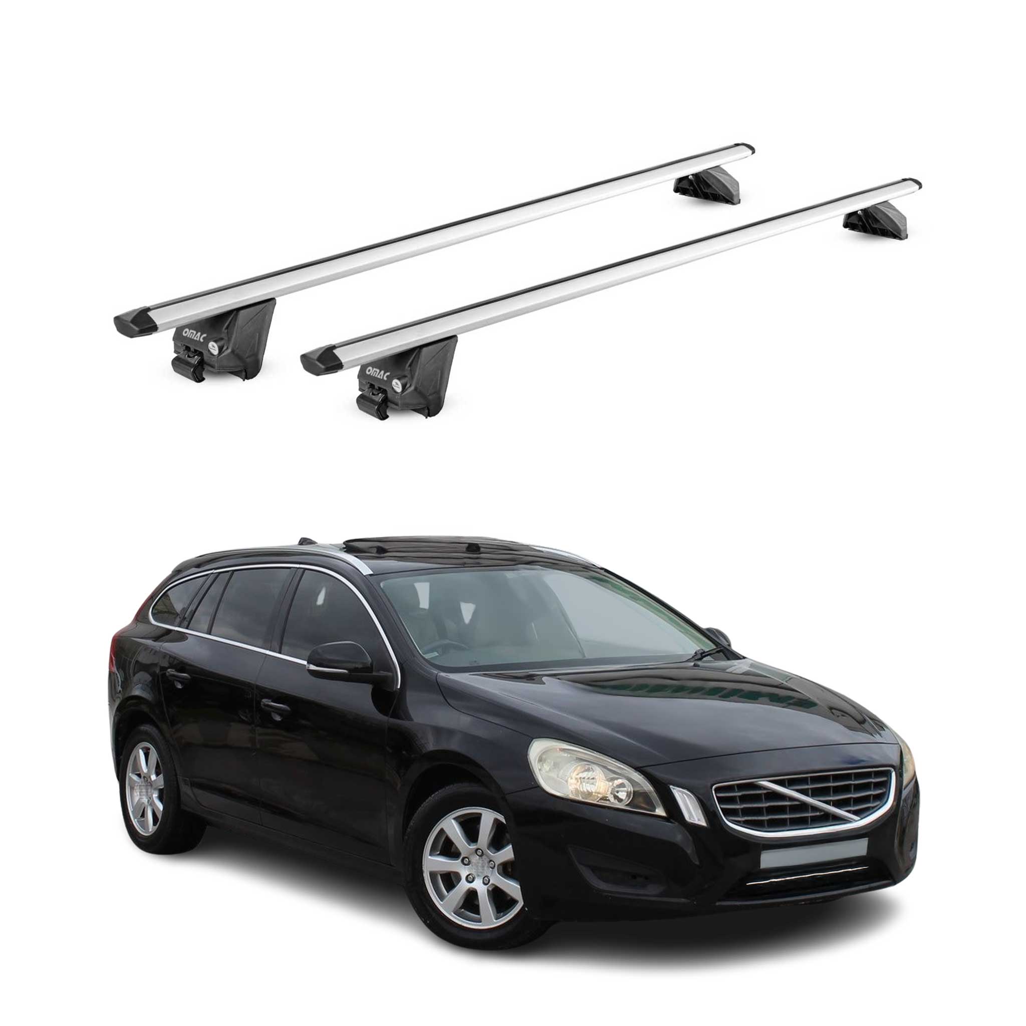 Dachträger für Volvo V60 / Cross Country 2010-2018 100kg Alu Silber 2x ABE