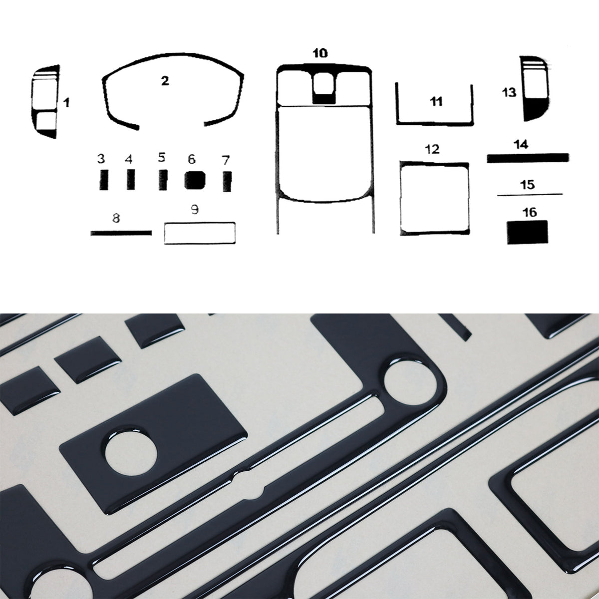 Innenraum Dekor Cockpit für Isuzu D-Max 2002-2008 Piano Schwarz Optik 16tlg