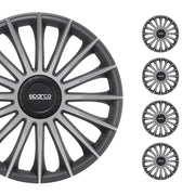 Radkappen Radzierblenden Sparco Treviso 14" Zoll Abdeckung Set Grau Silber 4x