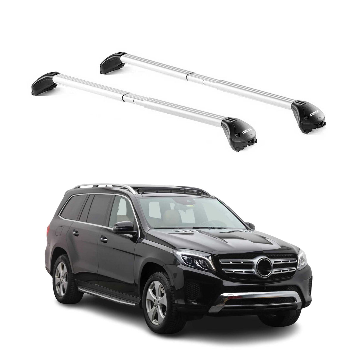 Dachträger Grundtäger für Mercedes GLS X166 2016-2019 100kg Alu Silber 2 tlg ABE
