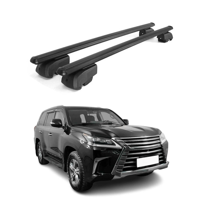 Dachträger Grundtäger für Lexus LX 570 SUV J200 2015-2021 75kg Alu Schwarz 2 tlg
