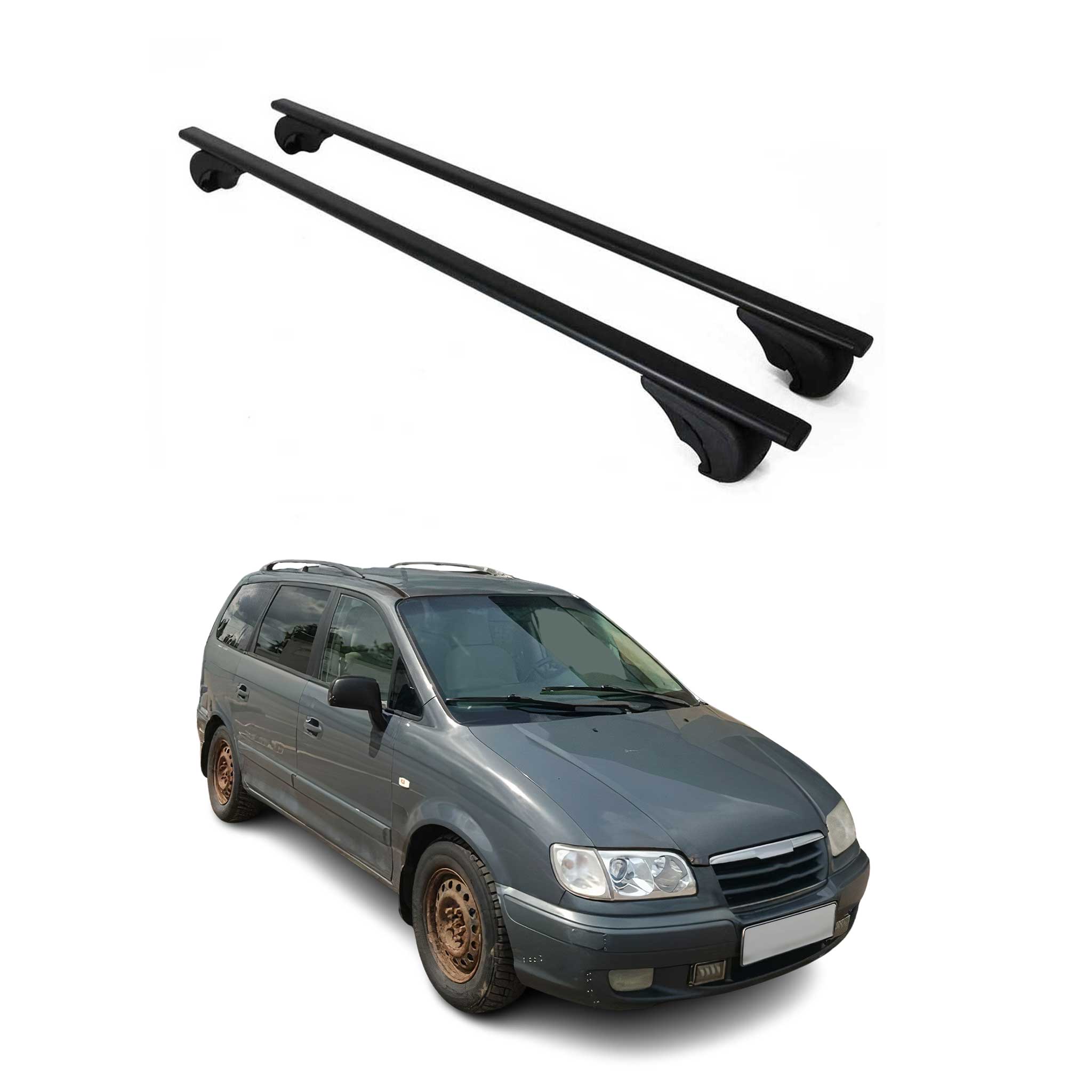 Dachträger Grundtäger für Hyundai Trajet 1999-2008 75kg Metall Schwarz 2 tlg