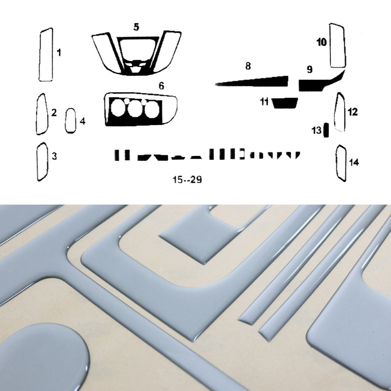 Innenraum Dekor Cockpit für Ford Transit Van 2014-2024 Aluminium Optik 29tlg