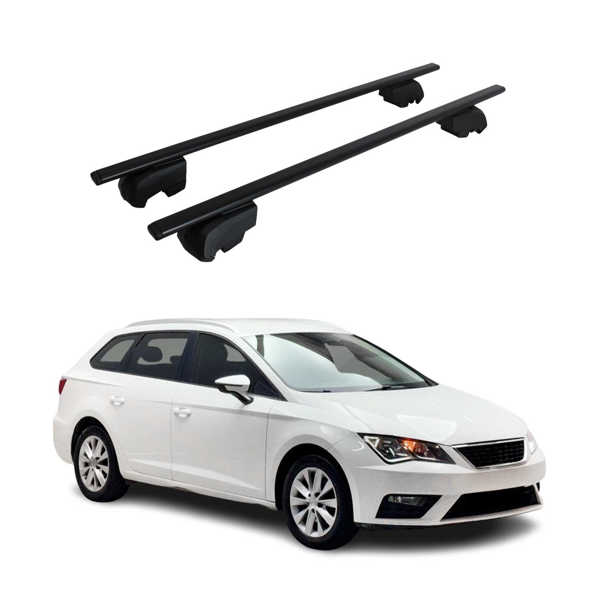 Dachträger Grundtäger für Seat Leon mk3 2012-2020 75kg Metall Schwarz 2 tlg