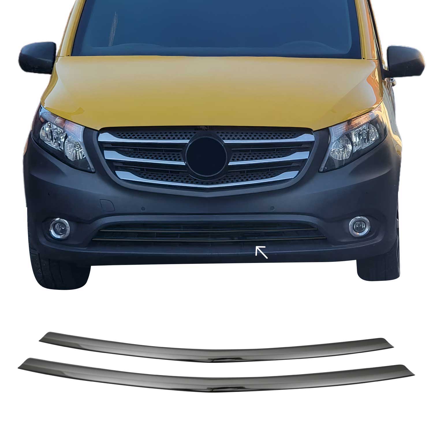 Kühlergrill Leisten Grillleisten für Mercedes Vito 2014-2019 Edelstahl Dunkel 2x