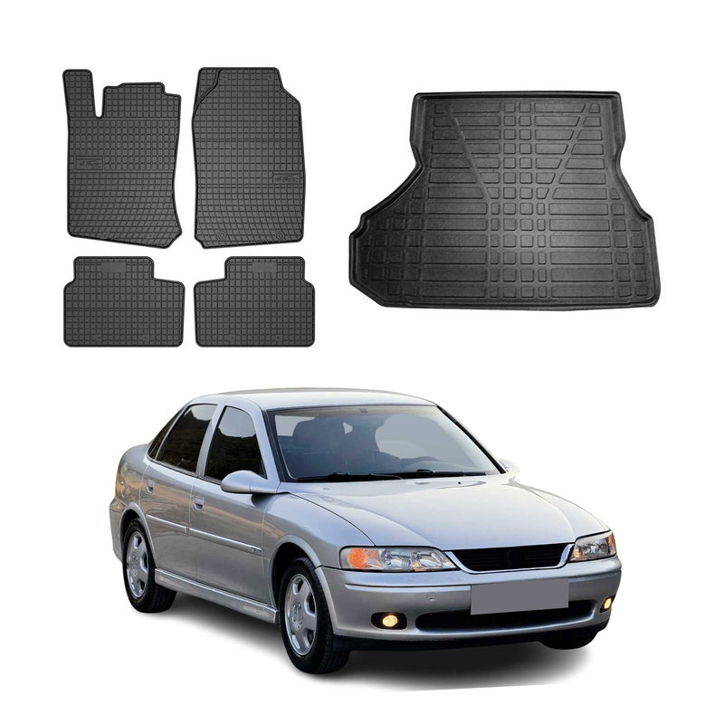 Fußmatten & Kofferraumwanne Set für Opel Vectra B 1995-2002 Gummi Schwarz 5x