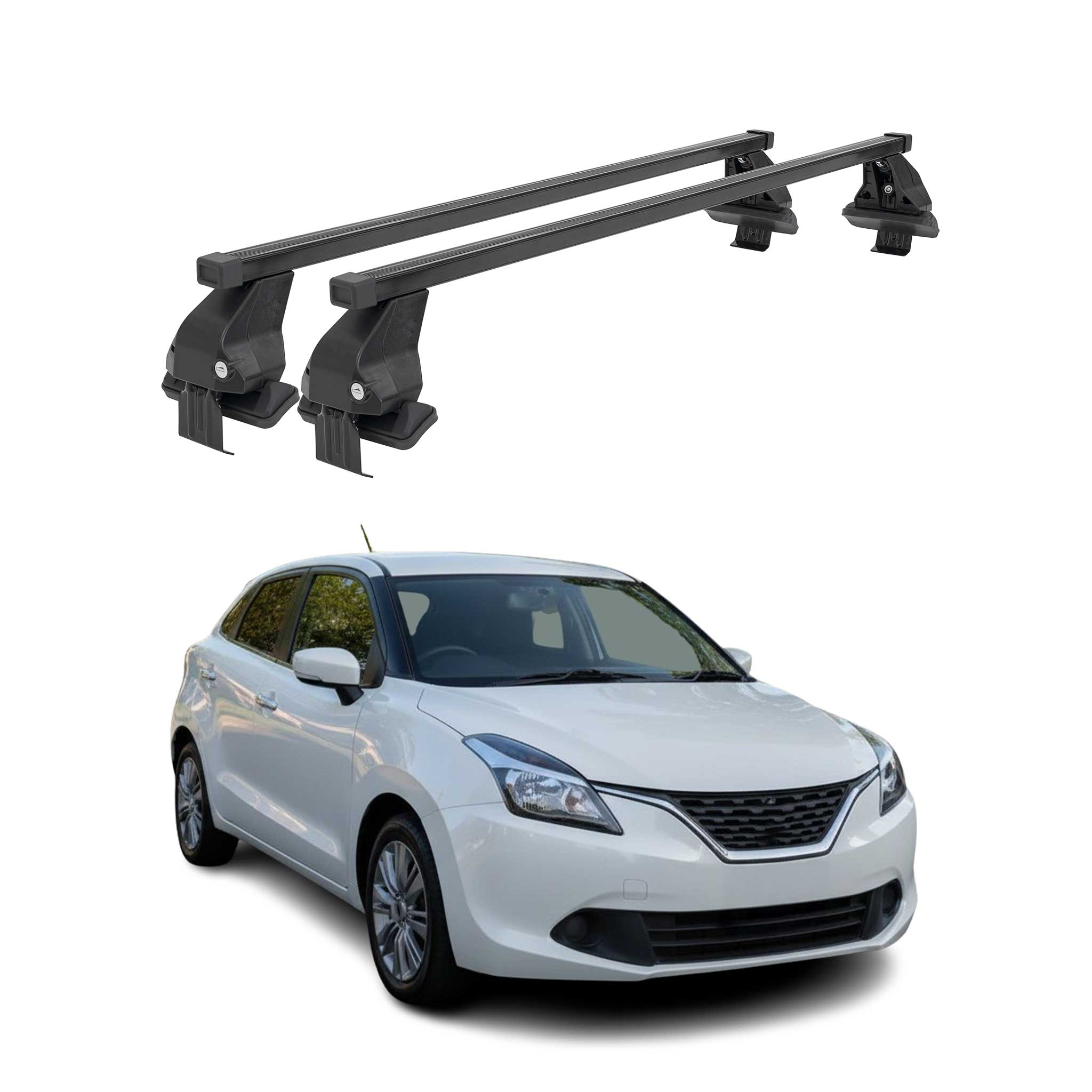 Menabo Dachträger Grundtäger für Suzuki Baleno 2015-2019 Pre-FL 50kg Schwarz 2x