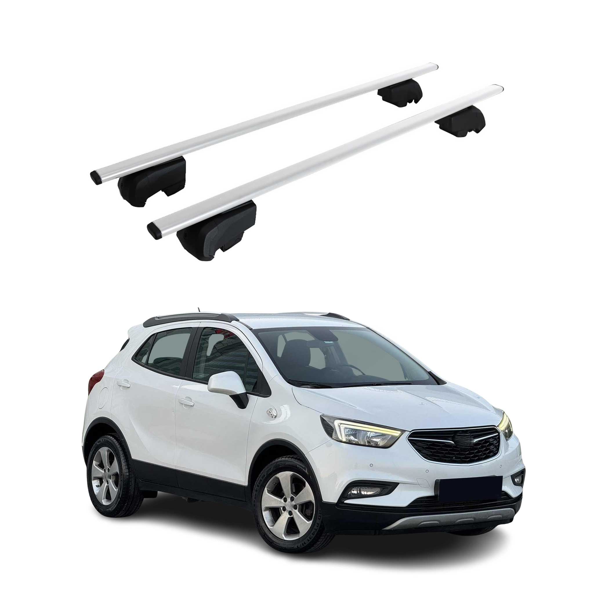 Dachträger Grundtäger für Opel Mokka X 2016-2019 75kg Metall Silber 2 tlg