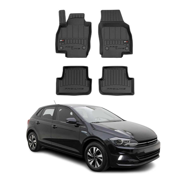 OMAC Gummi Fußmatten für VW Polo 2017-2025 Premium TPE 3D Automatten Schwarz 4x