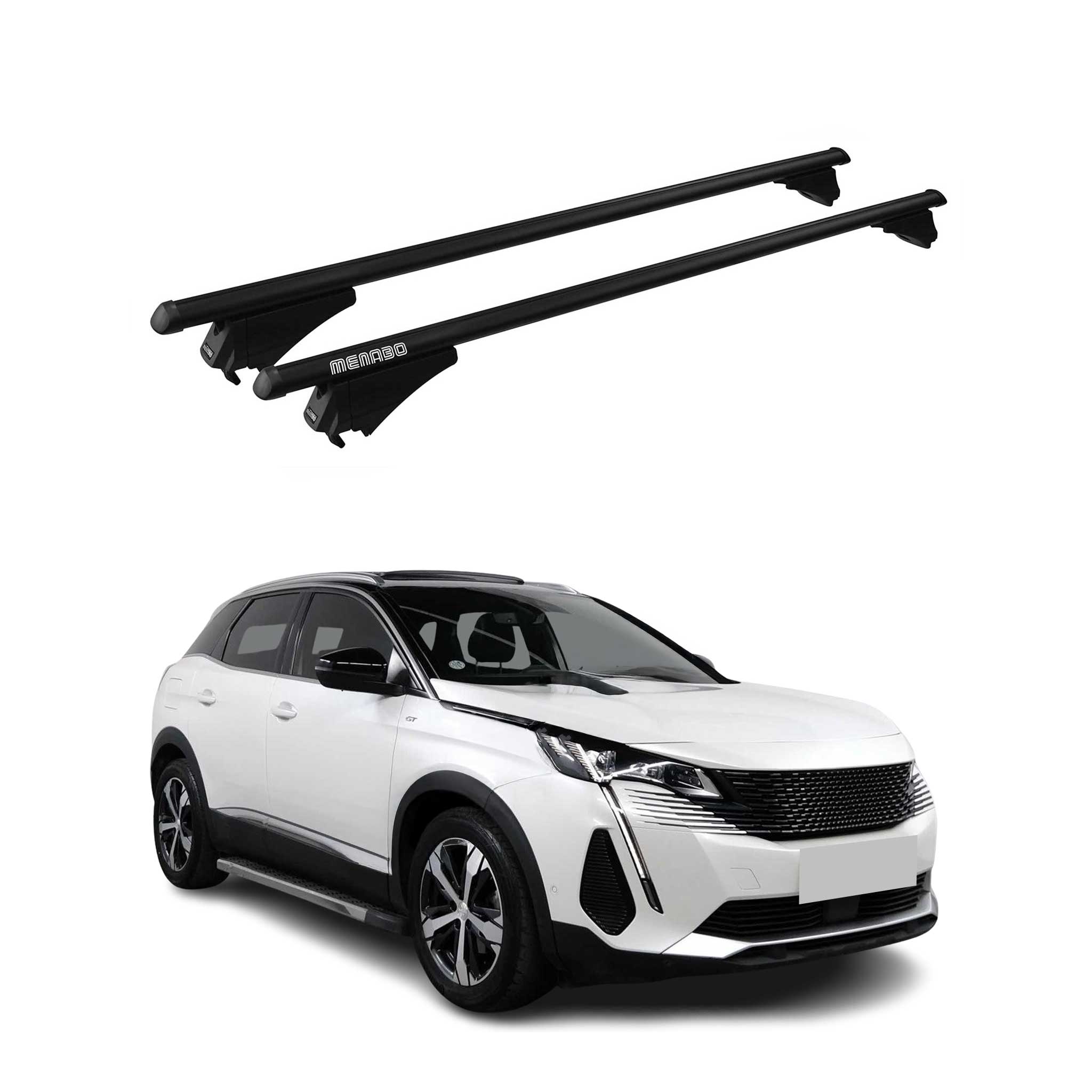 Menabo Dachträger Grundtäger für Peugeot 3008 2016-2020 Pre-FL 75kg Alu Schwarz