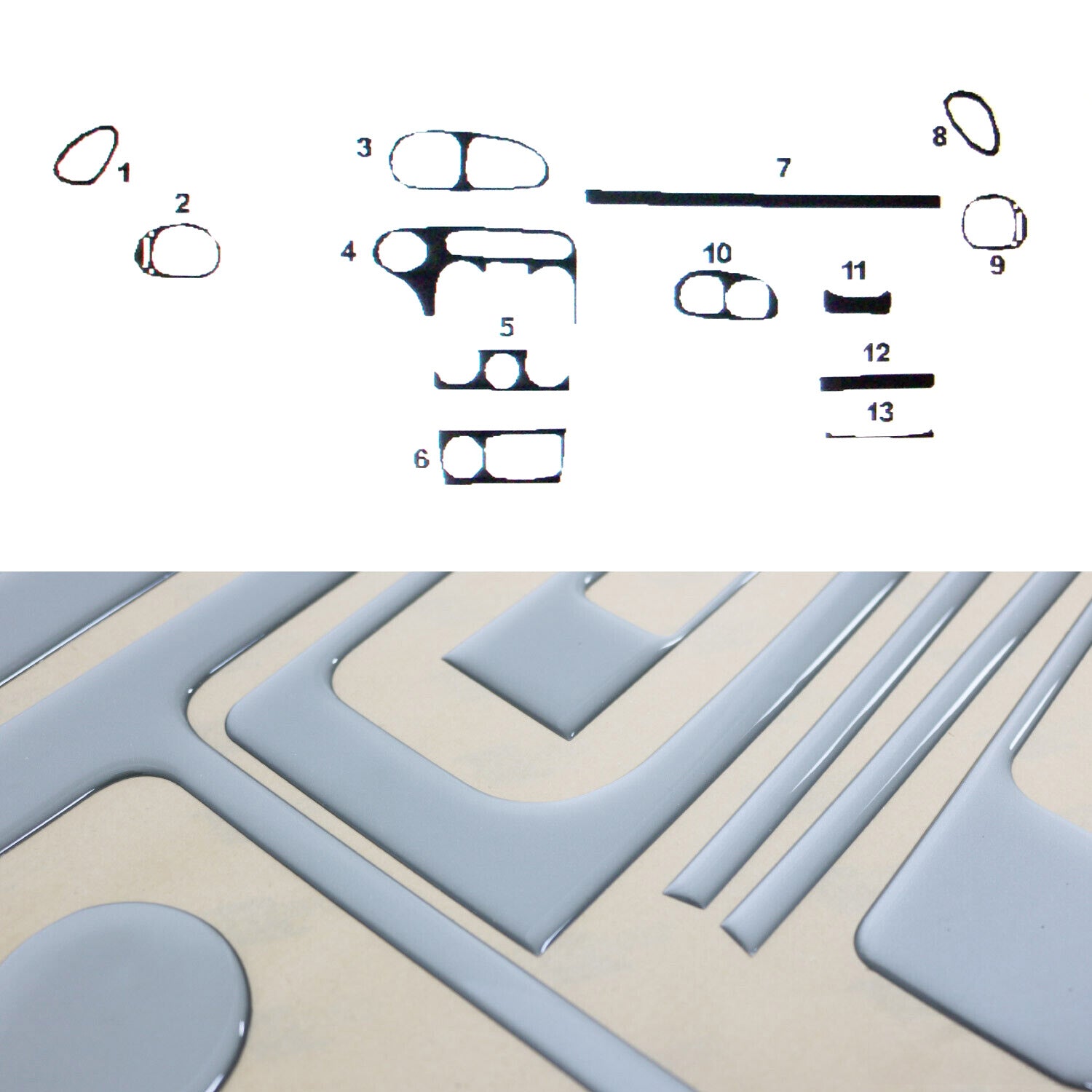 Innenraum Dekor Cockpit für Hyundai Lantra 1995-2000 Aluminium Optik 13tlg