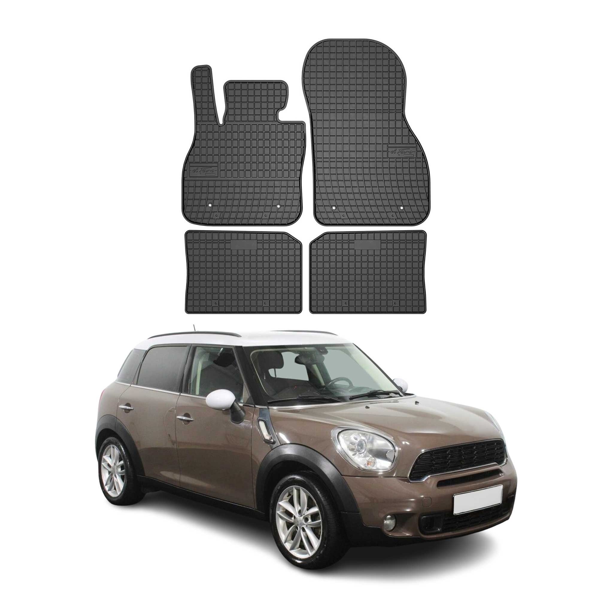 OMAC Gummi Fußmatten für Mini Countryman 2010-2016 Automatten Gummi Schwarz 4tlg