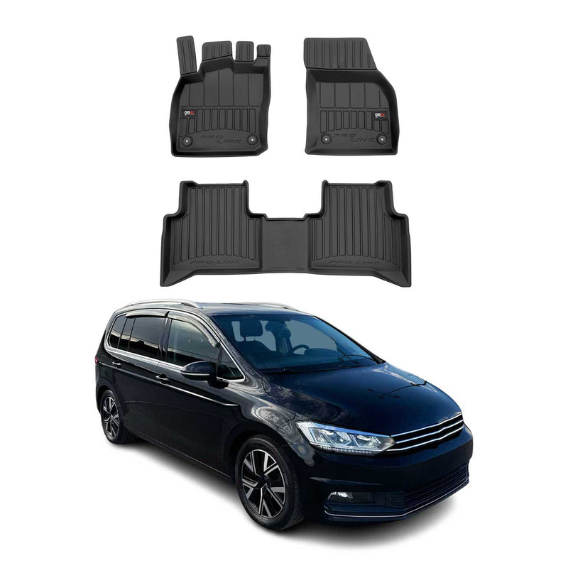 Fußmatten Gummimatten für VW Touran II 2015-2025 OMAC Premium 3D Schwarz TPE 3x