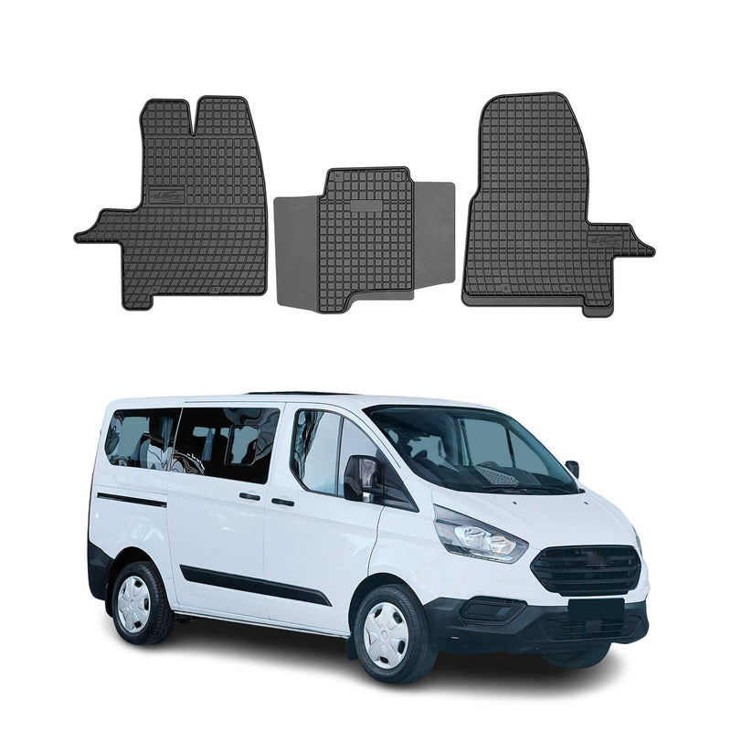 OMAC Gummi Fußmatten für Ford Custom 2012-2024 Automatten Gummi Schwarz 3tlg