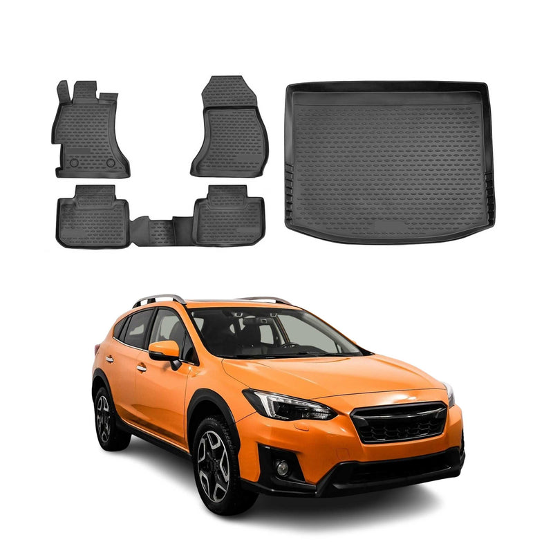 Fußmatten & Kofferraumwanne Set für Subaru XV 2012-2017 Gummi TPE Schwarz 5x