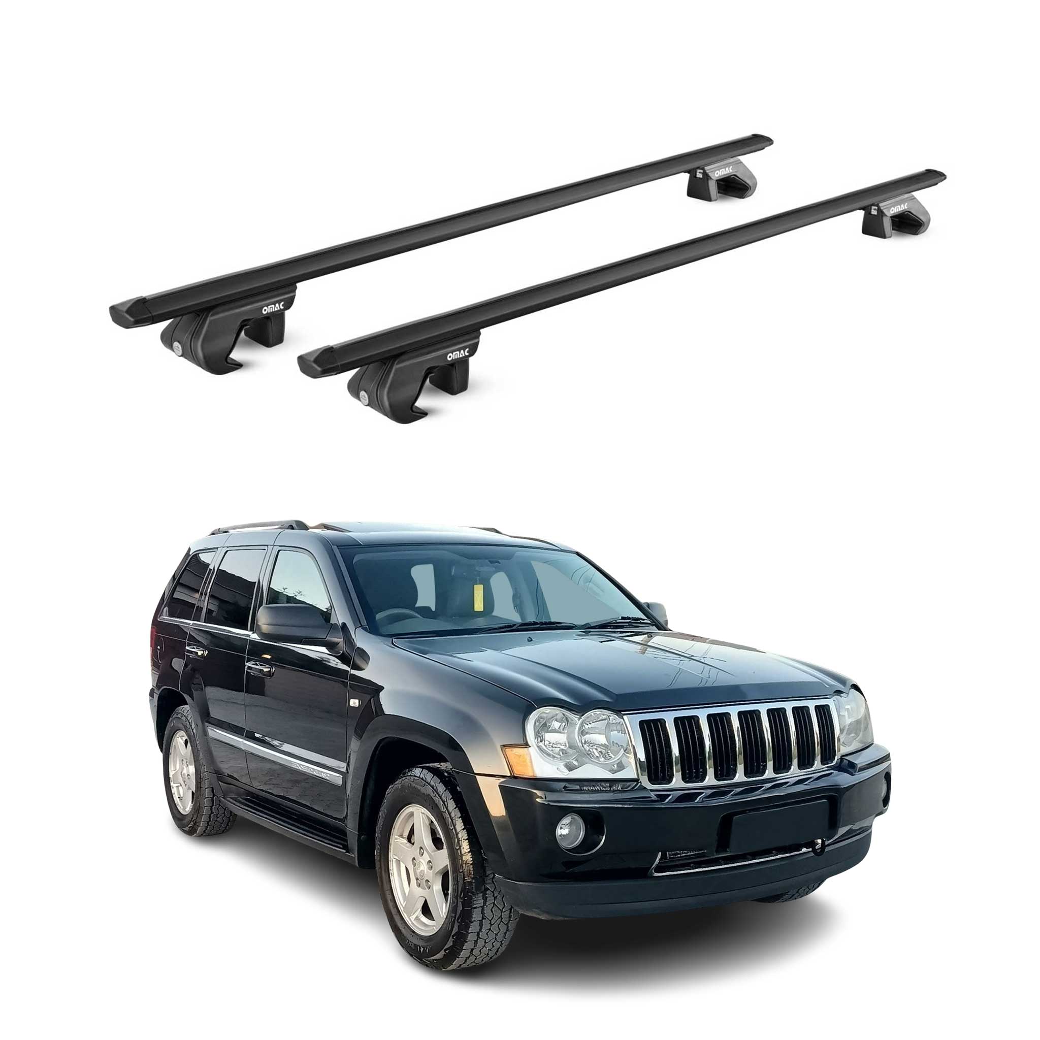 Dachträger Grundtäger für Jeep Grand Cherokee WK 2005-2010 90kg Alu Schwarz ABE
