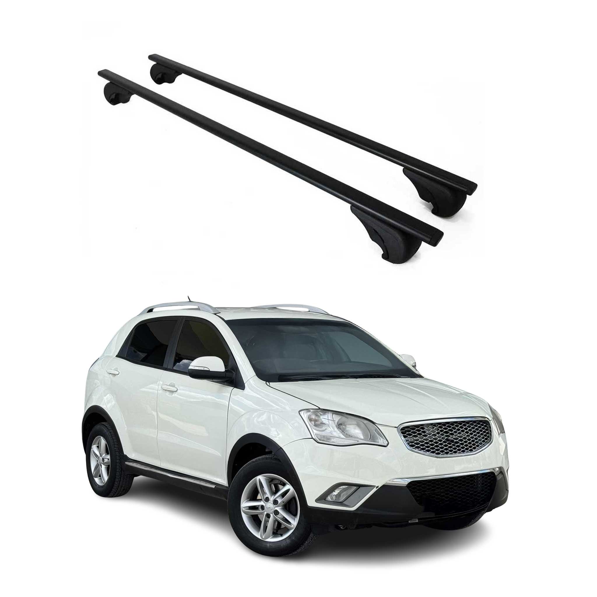 Dachträger Grundtäger für Ssangyong Korando 2010-2019 75kg Metall Schwarz 2 tlg