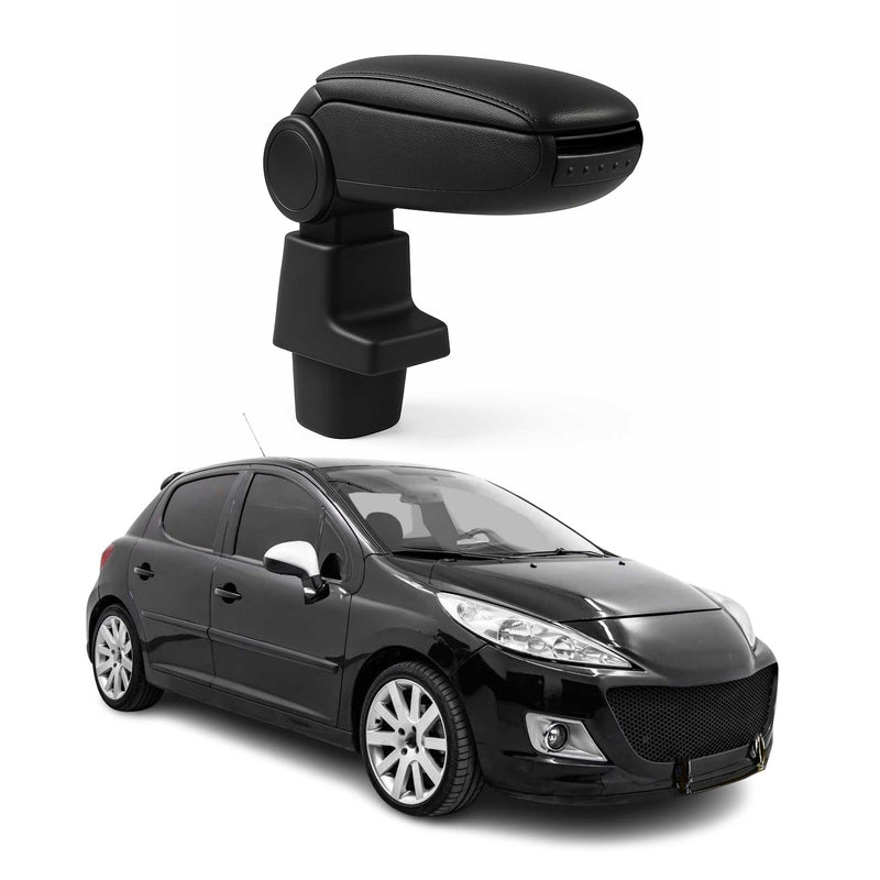 Mittelarmlehne Armlehne Mittelkonsole für Peugeot 207 2006-2012 PU-Leder Schwarz