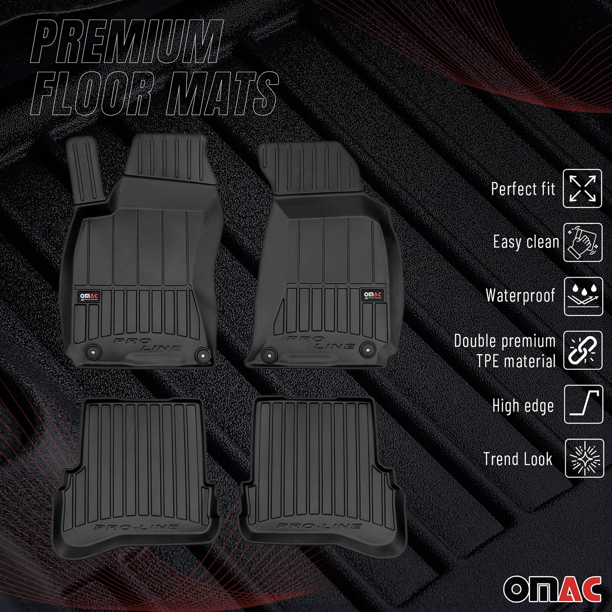 OMAC Gummi Fußmatten für VW Passat B5 Limo Kombi 1996-2005 Premium Automatten